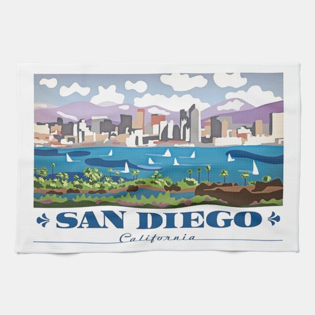 San Diego Skyline Kökshandduk (Horisontell)