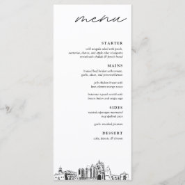 San Diego Skyline Modern Bröllop Dinner Menu Meny