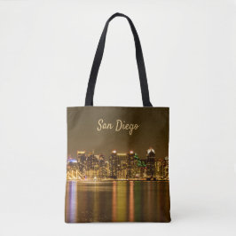 San Diego Skyline Night California Souvenir Tygkasse