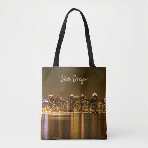 San Diego Skyline Night California Souvenir Tygkasse