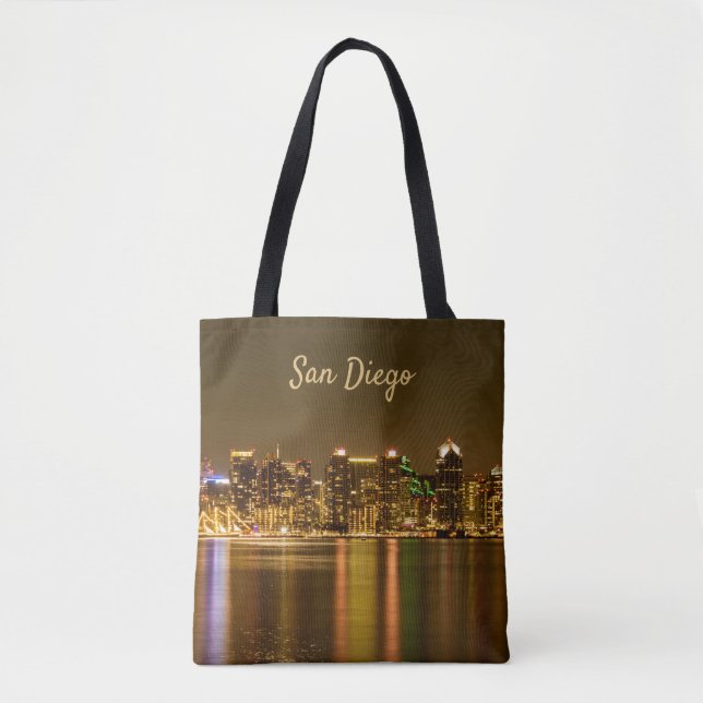 San Diego Skyline Night California Souvenir Tygkasse (Framsida)