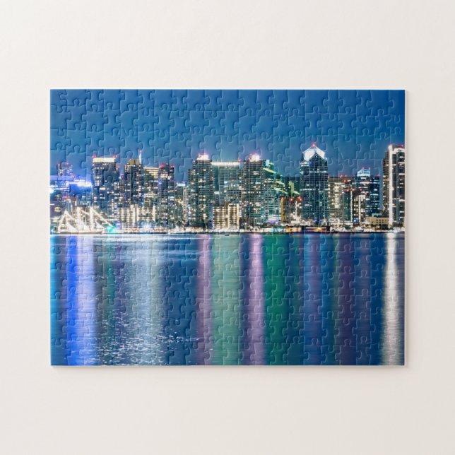 San Diego Skyline Night Pussel (Horisontell)