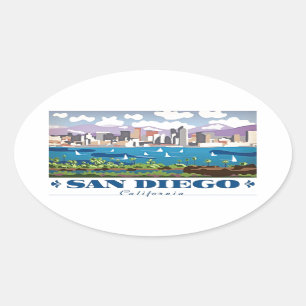 San Diego Skyline Ovalt Klistermärke