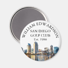 San Diego Skyline Personlig Golfklubb Namn Magnet