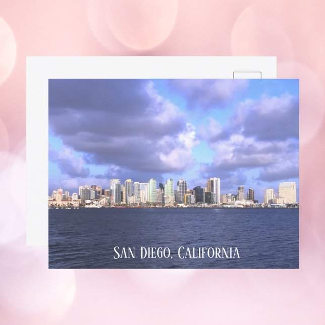 San Diego Skyline Photograph Personalize Vykort (A postcard of San Diego, California with text you can personalize!)