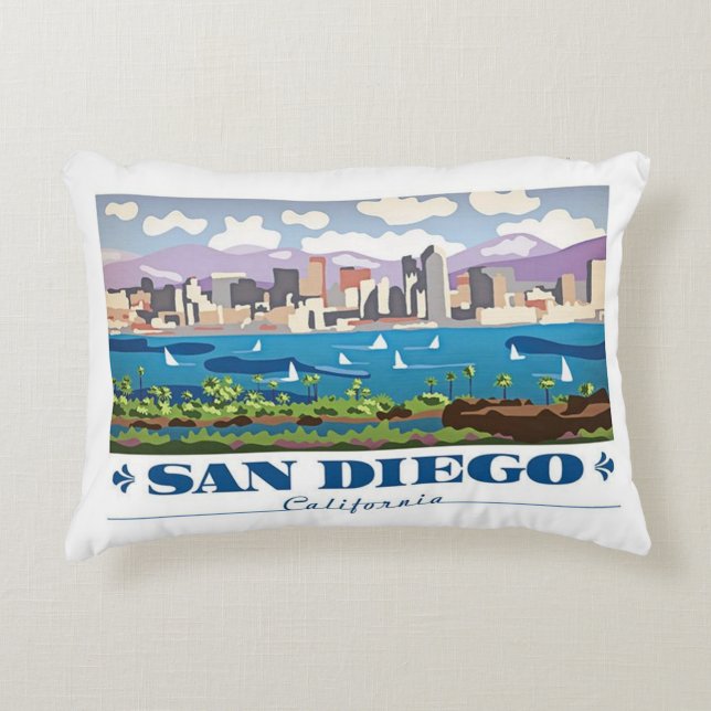 San Diego Skyline Prydnadskudde (Framsidan)