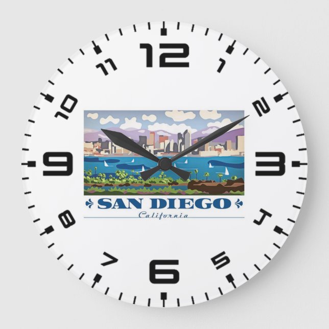 San Diego Skyline Stor Klocka (Framsida)