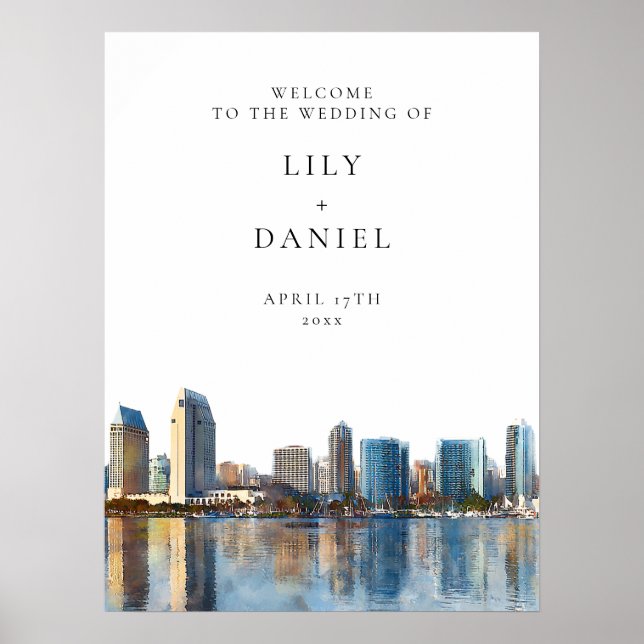 San Diego Skyline Wedding Welcome Sign Poster (Framsidan)