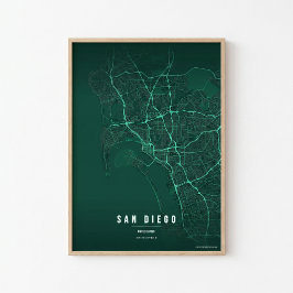 San Diego Smaragdkarta Utskrift Affisch Väggkonst