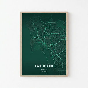San Diego Smaragdkarta Utskrift Affisch Väggkonst 