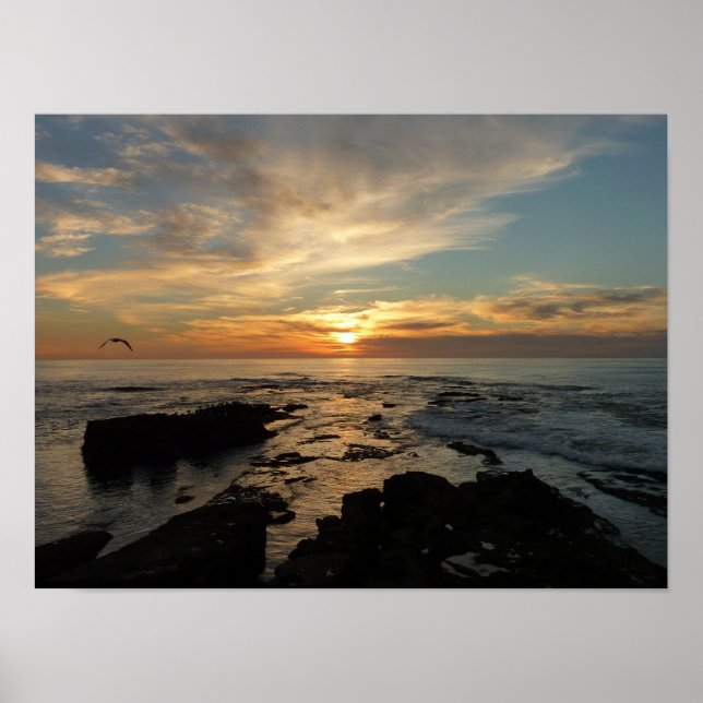 San Diego Solnedgång I Kalifornien Sjölandskap Poster (Framsidan)