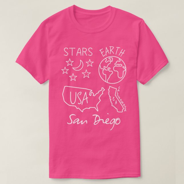 San Diego Stars Earth USA California White Text oc T Shirt (Design framsida)