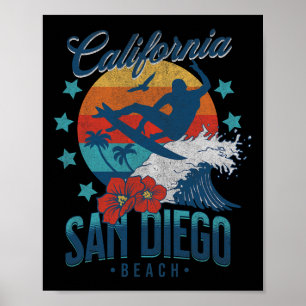 San Diego Strand Kalifornien Surfning Vintage Seme Poster