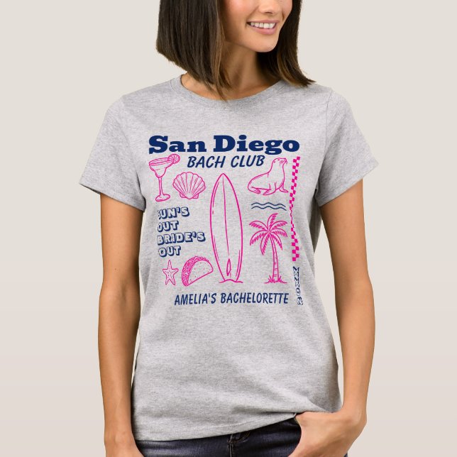 San Diego Strand Möhippa Doodle Ritning T Shirt (Framsida)