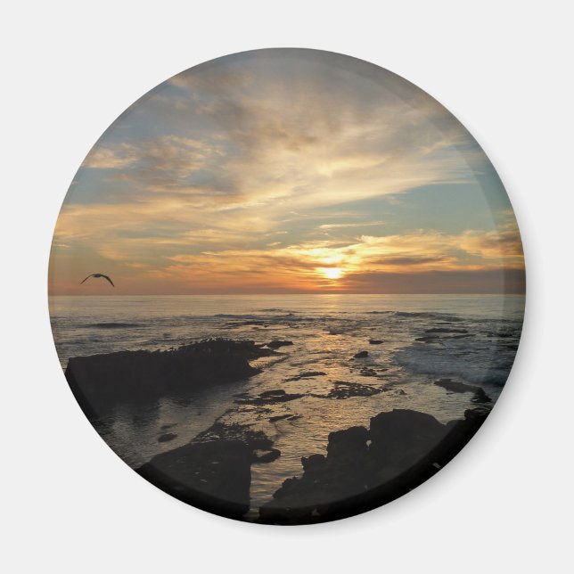 San Diego Sunset I California Sjölandskap Magnet (Framsidan)