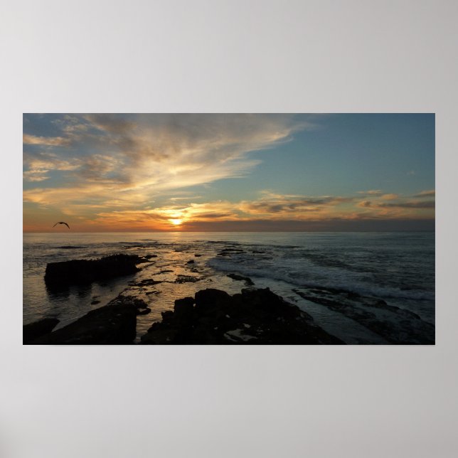 San Diego Sunset I California Sjölandskap Poster (Framsidan)