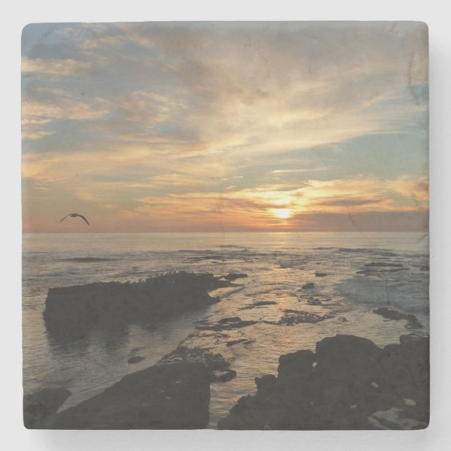 San Diego Sunset I California Sjölandskap Stenunderlägg (Framsidan)