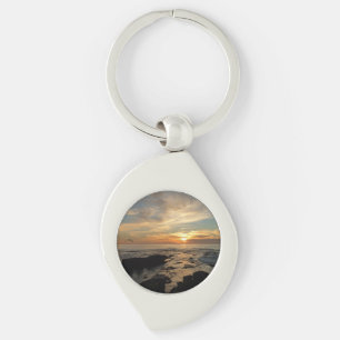 San Diego Sunset I California Sjölandskap Swirl Silverfärgad Nyckelring