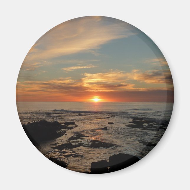San Diego Sunset II California Sjölandskap Magnet (Framsidan)