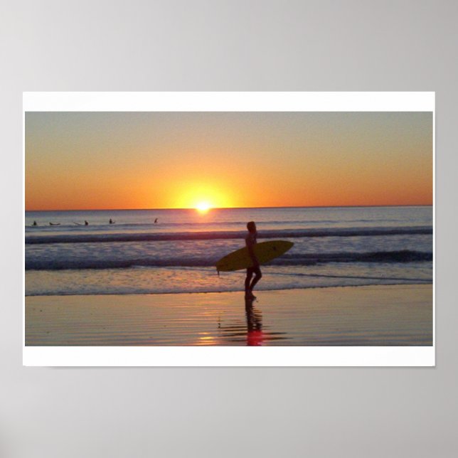 San Diego Sunset med Surfer Poster (Framsidan)