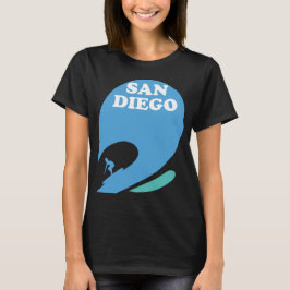 San Diego Surfare Blå Våg Retro Resa T Shirt
