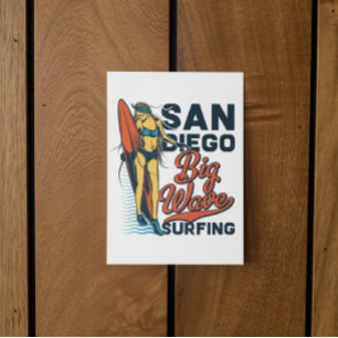 San Diego Surfing Paradise Vintage Vykort