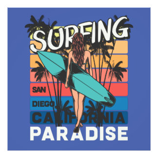 San Diego Surfing Vintage Fototryck