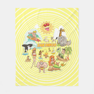 San Diego Tecknad Fleecefilt