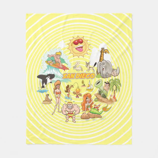 San Diego Tecknad Fleecefilt (Framsidan)