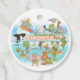 San Diego Tecknad Gåvor Etiketter