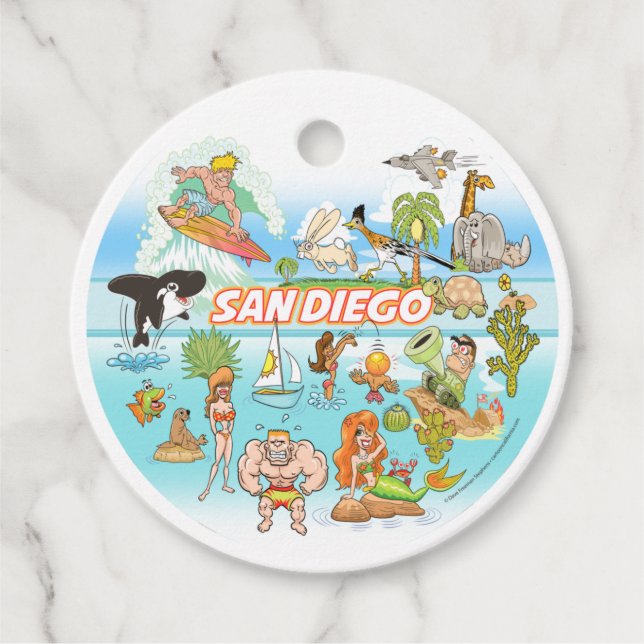 San Diego Tecknad Gåvor Etiketter (Framsida)