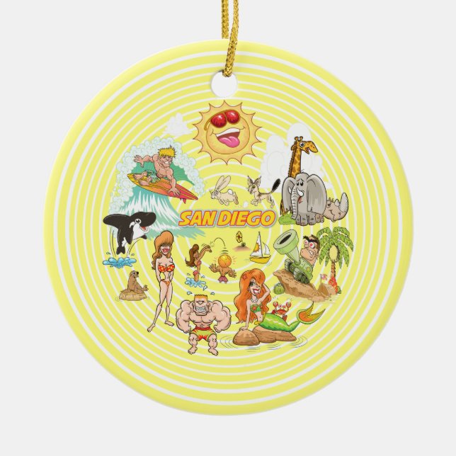 San Diego Tecknad Julgransprydnad Keramik (Framsidan)