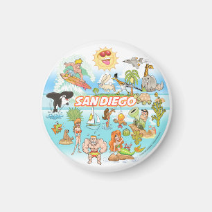 San Diego Tecknad Magnet
