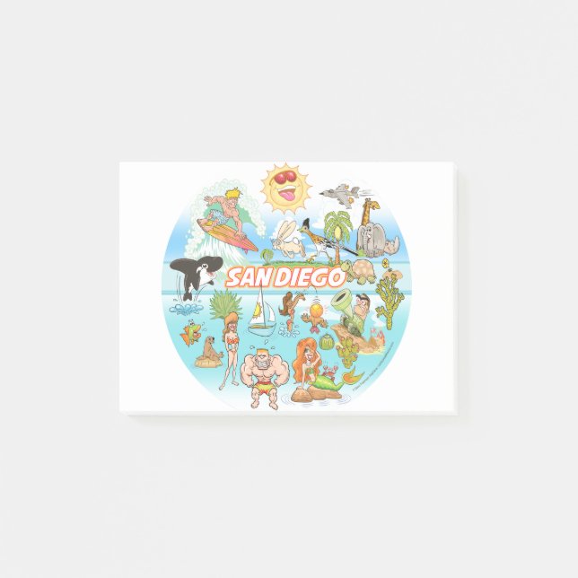 San Diego Tecknad Post-it Block (Framsida)