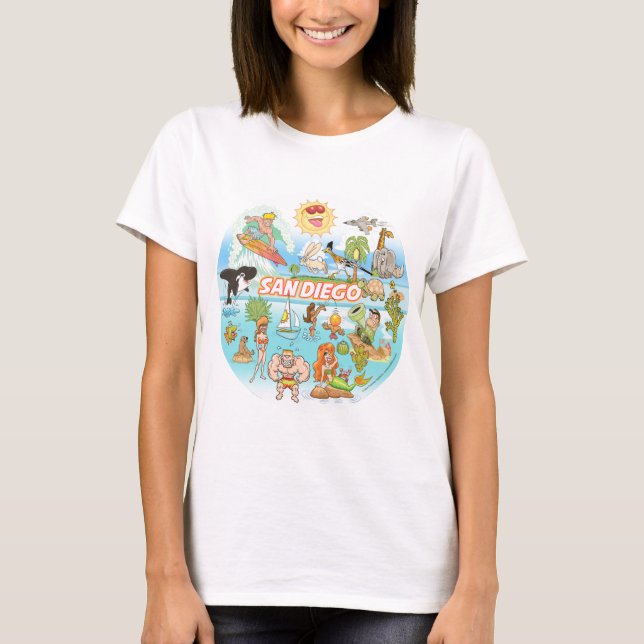 San Diego Tecknad T Shirt (Framsida)