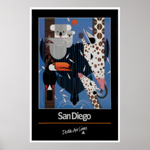 San Diego Tryck California Resa Affisch Zoo Konst