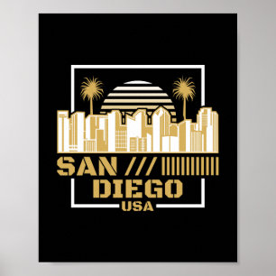 San Diego USA Retro Siluett Resedesign Poster