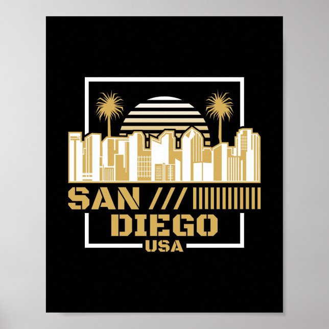San Diego USA Retro Siluett Resedesign Poster (Framsidan)