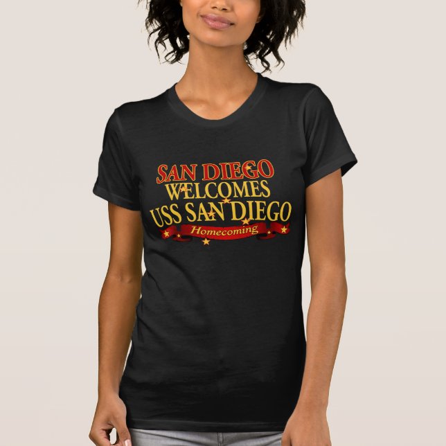 San Diego välkomnar USS San Diego Tee Shirt (Framsida)