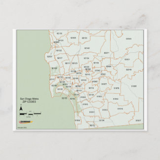San Diego Zip Code Karta Vykort