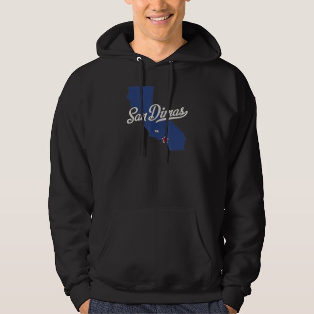 San Dimas California CA Map Hoodie (Framsida)