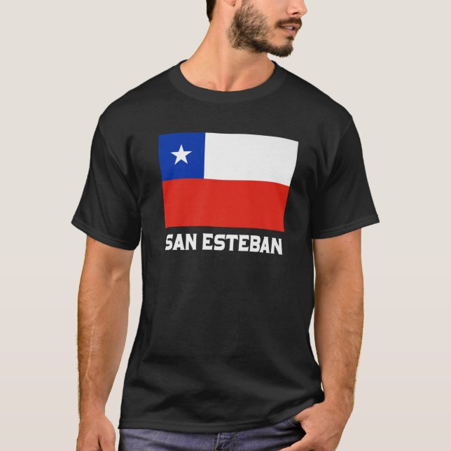 San Esteban Republica Chile Flagga Emblem Escudo B T Shirt (Framsida)