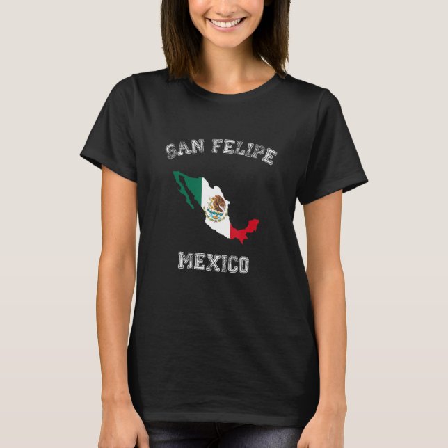 San Felipe Mexico Classic Mexico Flagga Karta Desi T Shirt (Framsida)