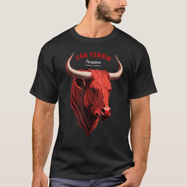 San Fermin Pamplona Navarra Basque Land Euskal T Shirt (Framsida)