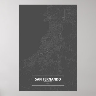 San Fernando, Trinidad och Tobago (vit på svart) Poster