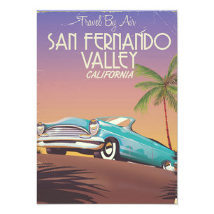 San Fernando Valley Kalifornien vintage reseinlägg Fototryck