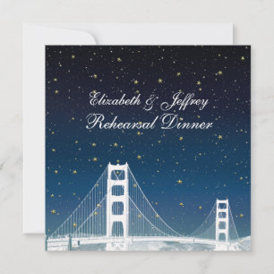 San Fran Skyline Etched Blue Star Övningsmiddag Inbjudningar