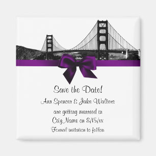 San Fran Skyline Etched BW Lila Spara datum Magnet