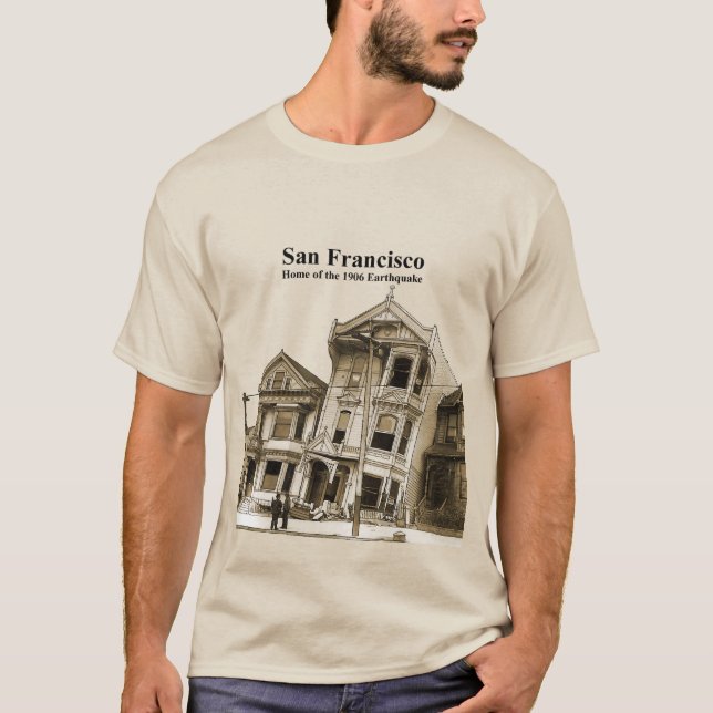 San Francisco 1906 Earthquake Illustration URM T Shirt (Framsida)