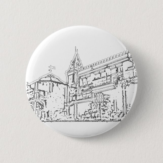 San Francisco 1986 art MUSEUM Zazzle Teckning Knapp (Framsida)